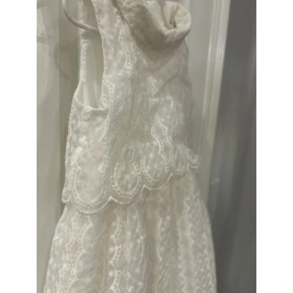 Janie & Jack‎ Lace Special Occasion Dress White Sleeveless Tiered Scalloped Hem